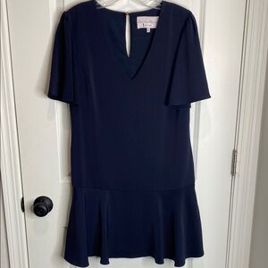 Charles Henry Navy V-Neck Dress Oversized S Loose Fit